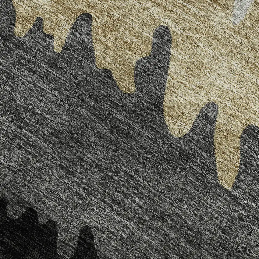 Black Beige And Silver Striped Washable Area Rug With UV Protection Photo 3