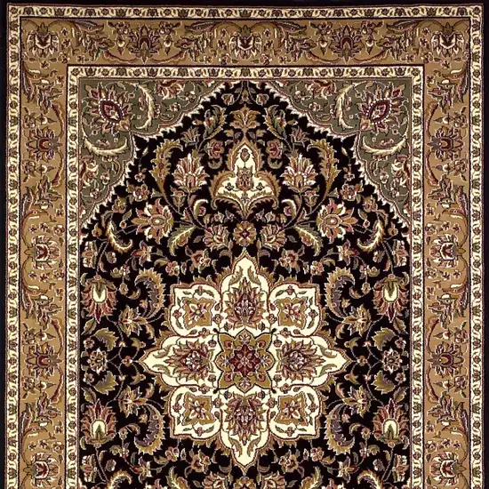 2'X3' Black Beige Machine Woven Floral Medallion Indoor Accent Rug Photo 7