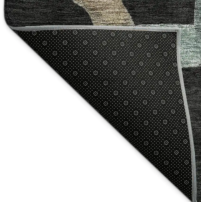 Black Blue And Copper Abstract Washable Indoor Outdoor Area Rug Photo 9