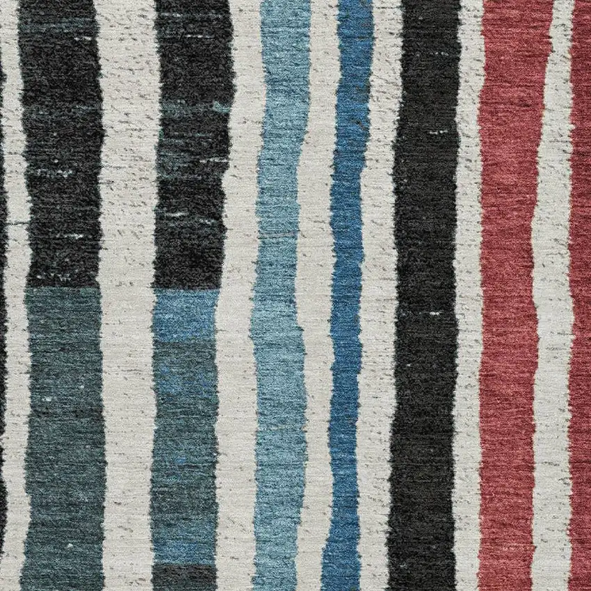 Black Blue And Copper Striped Washable Area Rug With UV Protection Photo 3