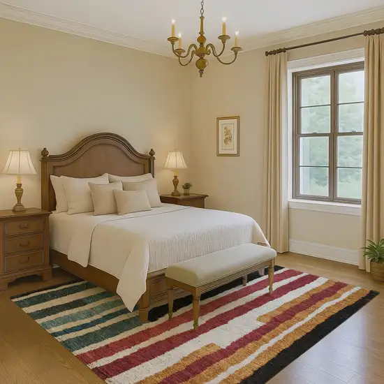 Black Blue And Copper Striped Washable Area Rug With UV Protection Photo 6