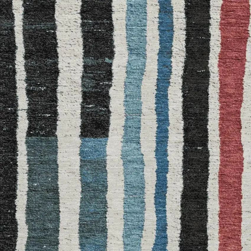 Black Blue And Copper Striped Washable Area Rug With UV Protection Photo 3