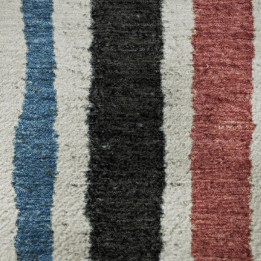 Black Blue And Copper Striped Washable Area Rug With UV Protection Photo 8