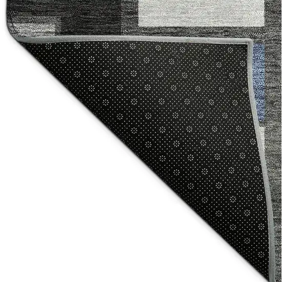 Black Blue And Gray Geometric Washable Indoor Outdoor Area Rug Photo 9