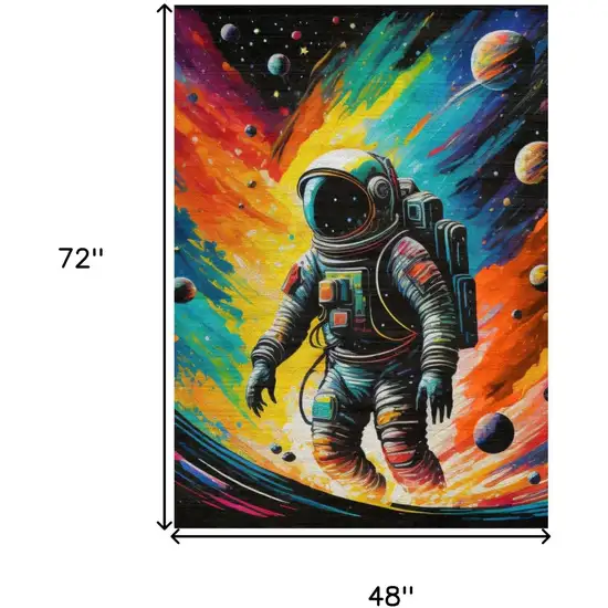 Black Blue And Orange Spaceman Youthful Washable Area Rug Photo 8