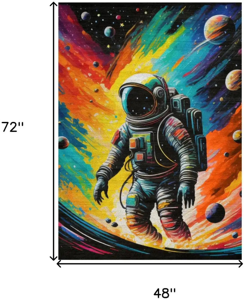 Black Blue And Orange Spaceman Youthful Washable Area Rug Photo 8