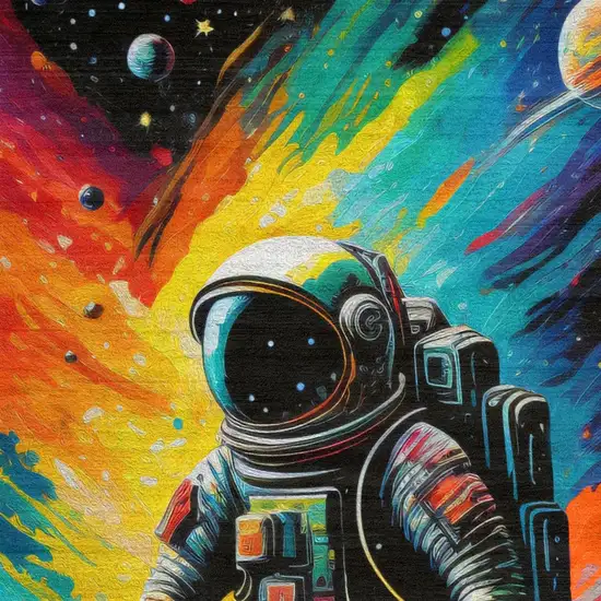 Black Blue And Orange Spaceman Youthful Washable Area Rug Photo 7