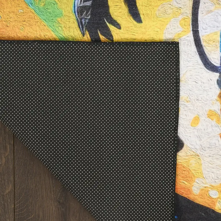 Black Blue And Orange Spaceman Youthful Washable Area Rug Photo 9