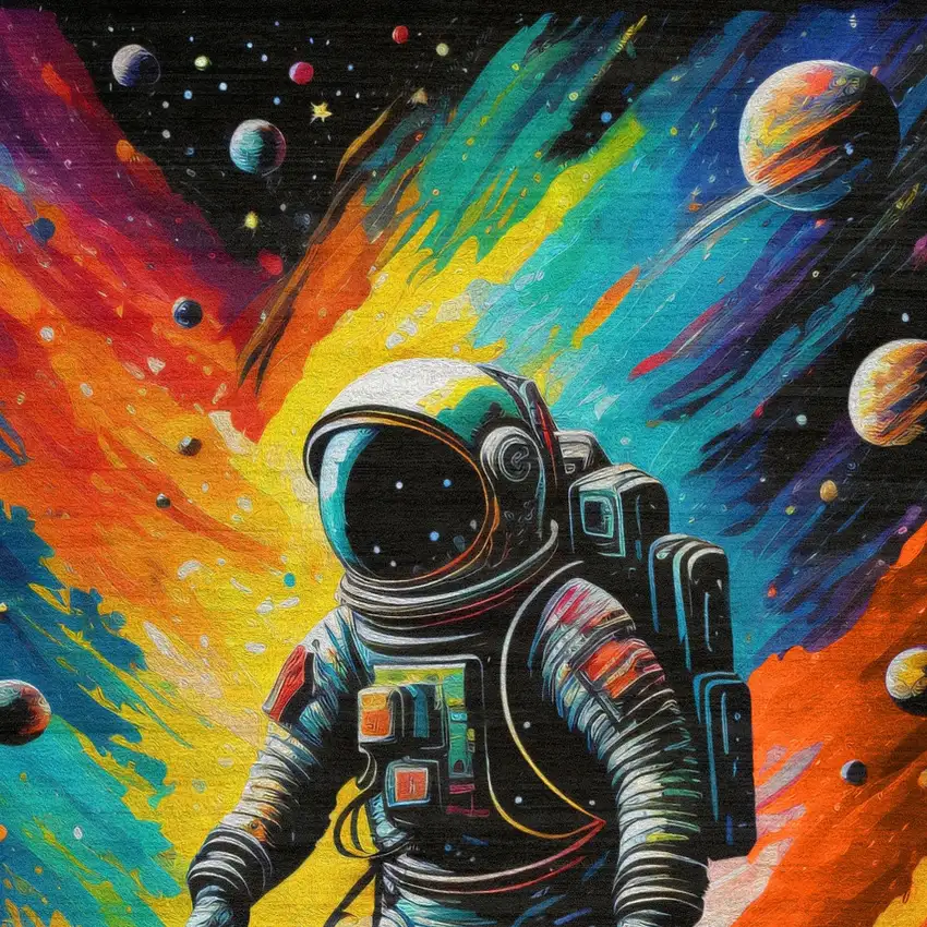 Black Blue And Orange Spaceman Youthful Washable Area Rug Photo 2