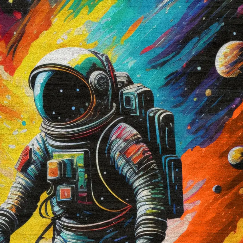 Black Blue And Orange Spaceman Youthful Washable Area Rug Photo 7