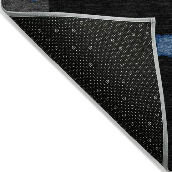 Black Blue And Pink Abstract Washable Indoor Outdoor Area Rug Photo 4
