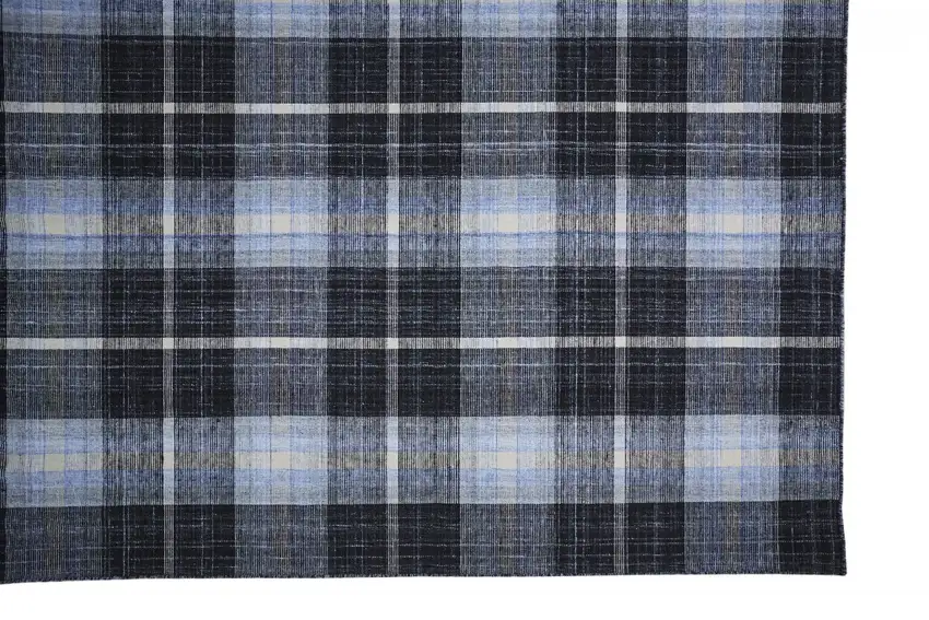 Black Blue And White Abstract Hand Woven Stain Resistant Area Rug Photo 7