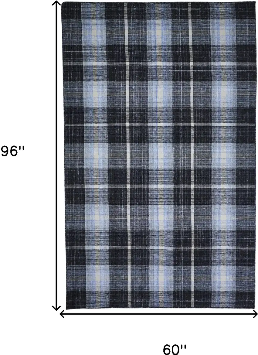Black and Blue Abstract Hand Woven Area Rug Photo 3