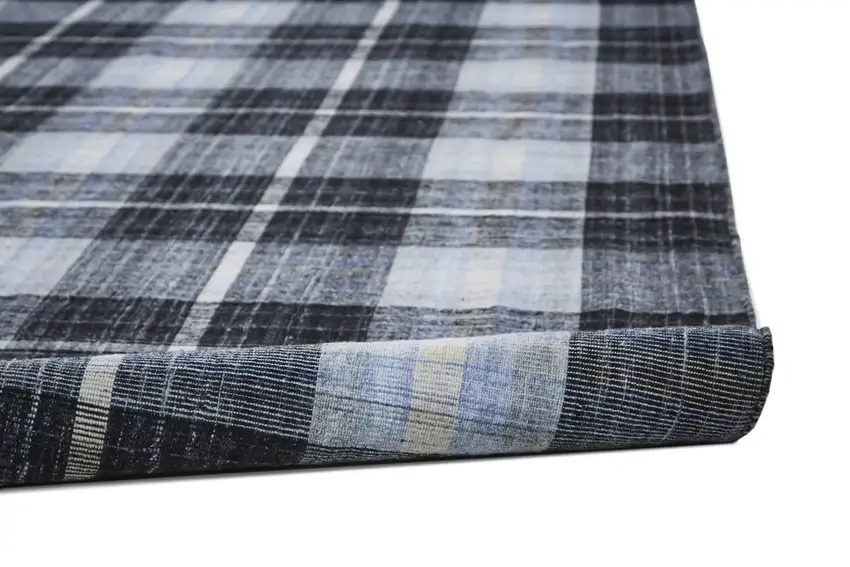 Black Blue And White Abstract Hand Woven Stain Resistant Area Rug Photo 8