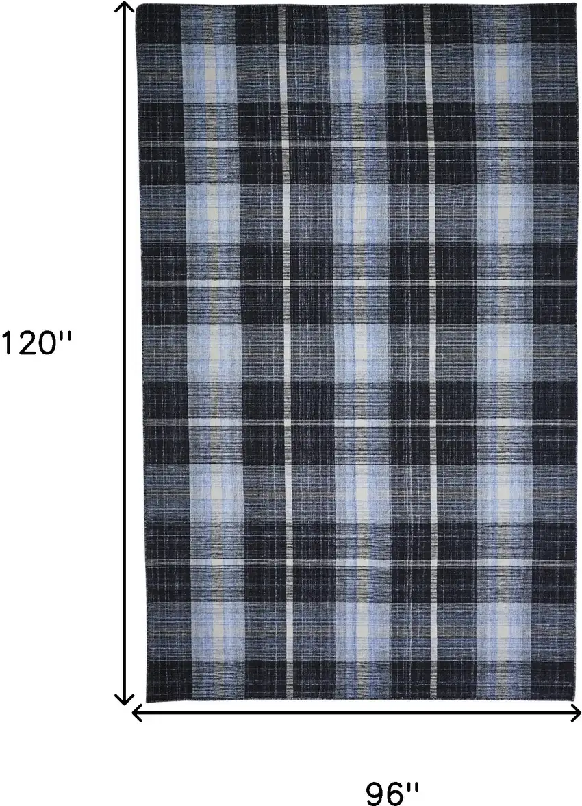 Black Blue And White Abstract Hand Woven Stain Resistant Area Rug Photo 3
