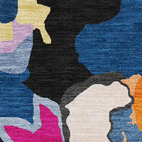Black Blue Yellow And Pink Abstract Washable Area Rug With UV Protection Photo 3