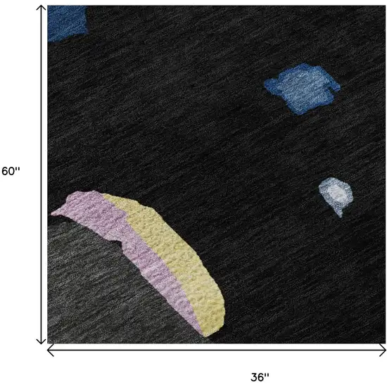 Black Blue Yellow And Pink Abstract Washable Area Rug With UV Protection Photo 9