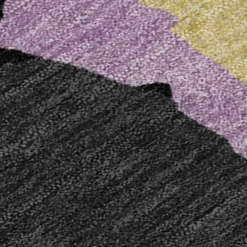 Black Blue Yellow And Pink Abstract Washable Area Rug With UV Protection Photo 7