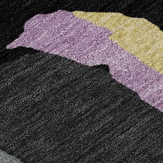 Black Blue Yellow And Pink Abstract Washable Area Rug With UV Protection Photo 8