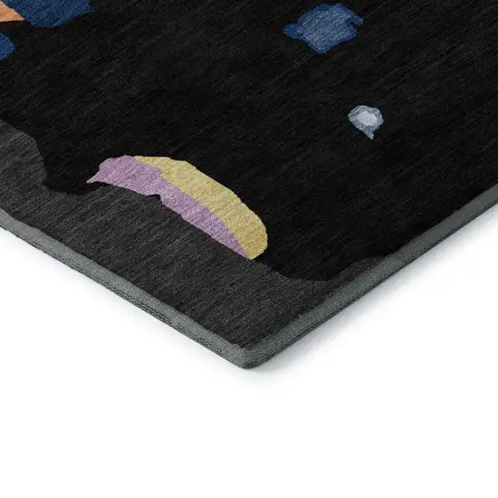Black Blue Yellow And Pink Abstract Washable Area Rug With UV Protection Photo 8