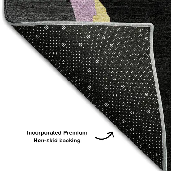 Black Blue Yellow And Pink Abstract Washable Area Rug With UV Protection Photo 7
