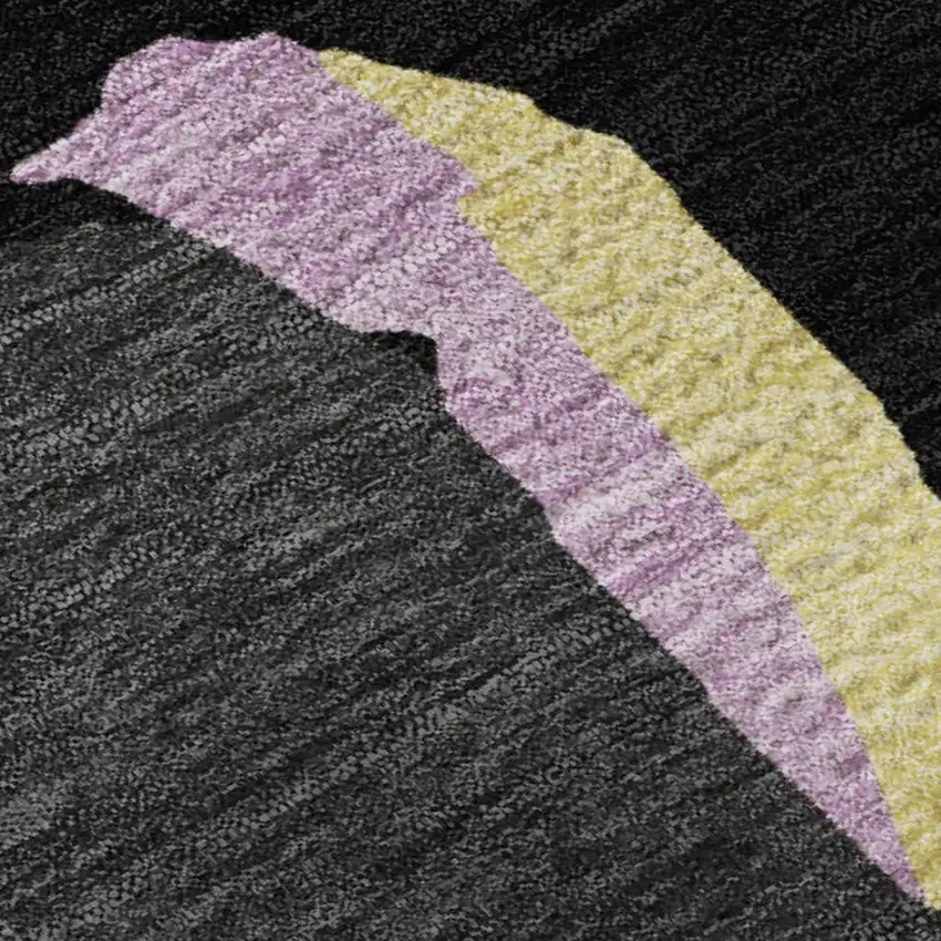 Black Blue Yellow And Pink Abstract Washable Area Rug With UV Protection Photo 3