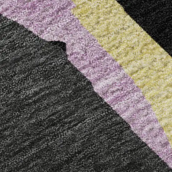 Black Blue Yellow And Pink Abstract Washable Area Rug With UV Protection Photo 2