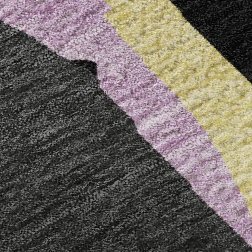 Black Blue Yellow And Pink Abstract Washable Area Rug With UV Protection Photo 2