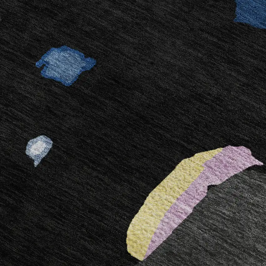 Black Blue Yellow And Pink Abstract Washable Area Rug With UV Protection Photo 2