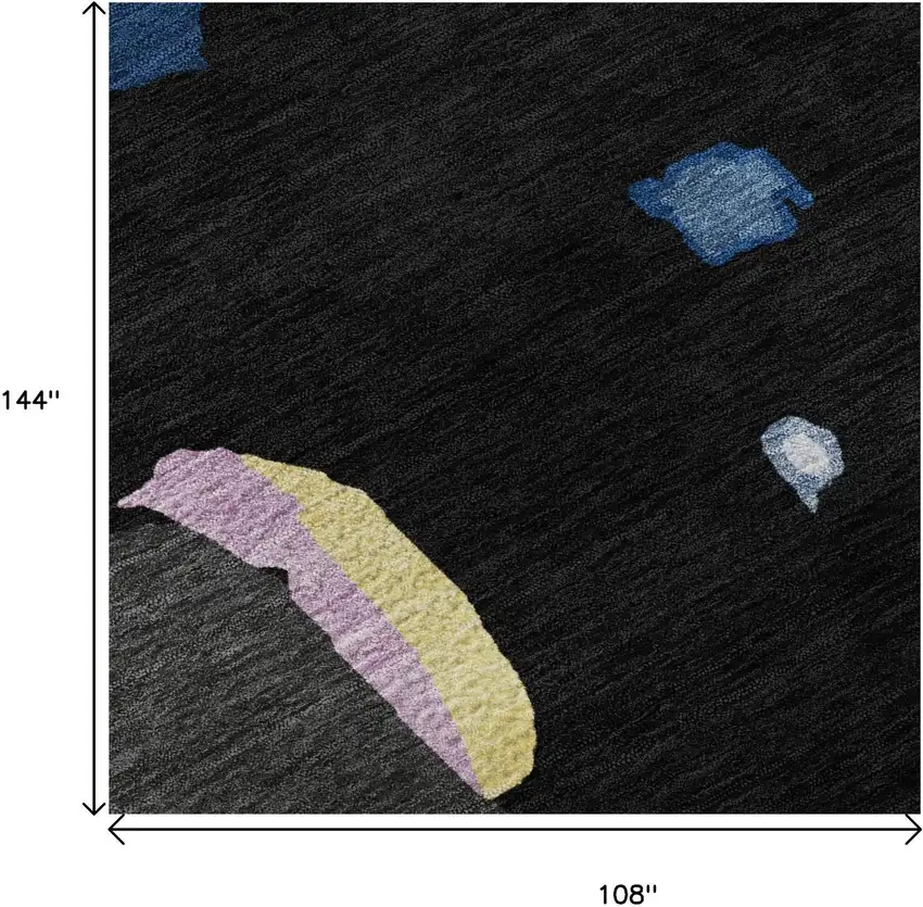 Black Blue Yellow And Pink Abstract Washable Area Rug With UV Protection Photo 9