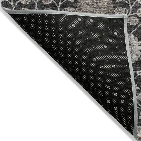 Black Brown And Beige Floral Washable Indoor Outdoor Area Rug Photo 3