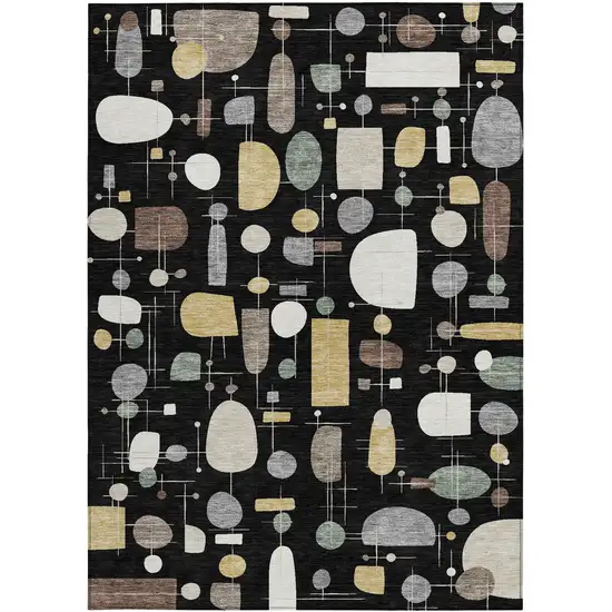 Black Brown And Gray Geometric Washable Indoor Outdoor Area Rug Photo 3