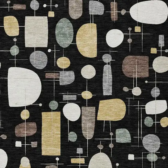 Black Brown And Gray Geometric Washable Indoor Outdoor Area Rug Photo 2