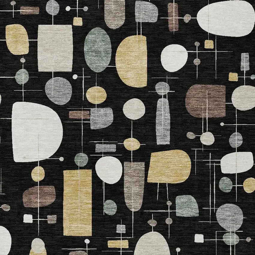 Black Brown And Gray Geometric Washable Indoor Outdoor Area Rug Photo 2