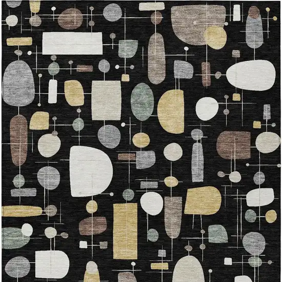 Black Brown And Gray Geometric Washable Indoor Outdoor Area Rug Photo 3