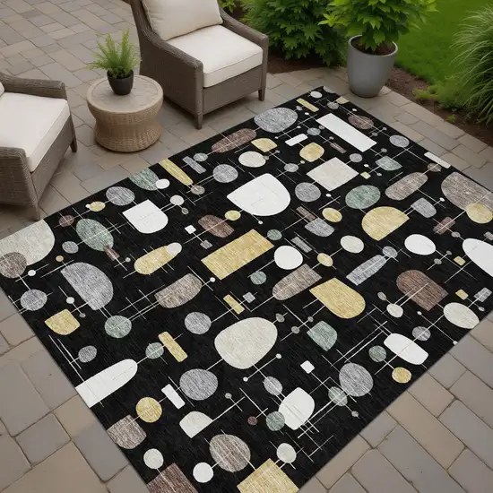 Black Brown And Gray Geometric Washable Indoor Outdoor Area Rug Photo 7