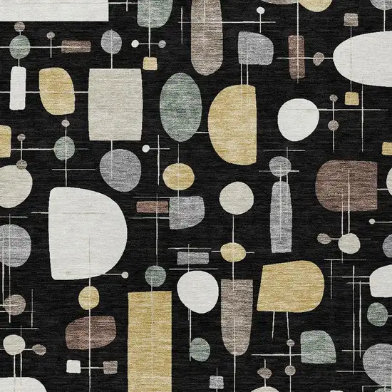 Black Brown And Gray Geometric Washable Indoor Outdoor Area Rug Photo 2