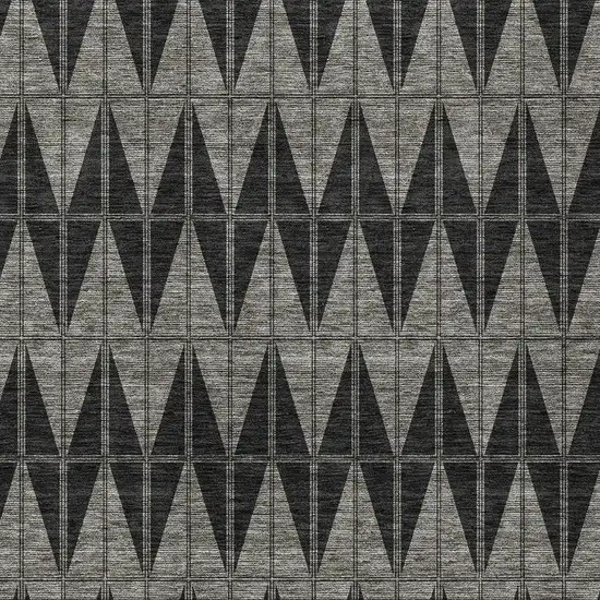 Black Brown And Gray Geometric Washable Indoor Outdoor Area Rug Photo 2