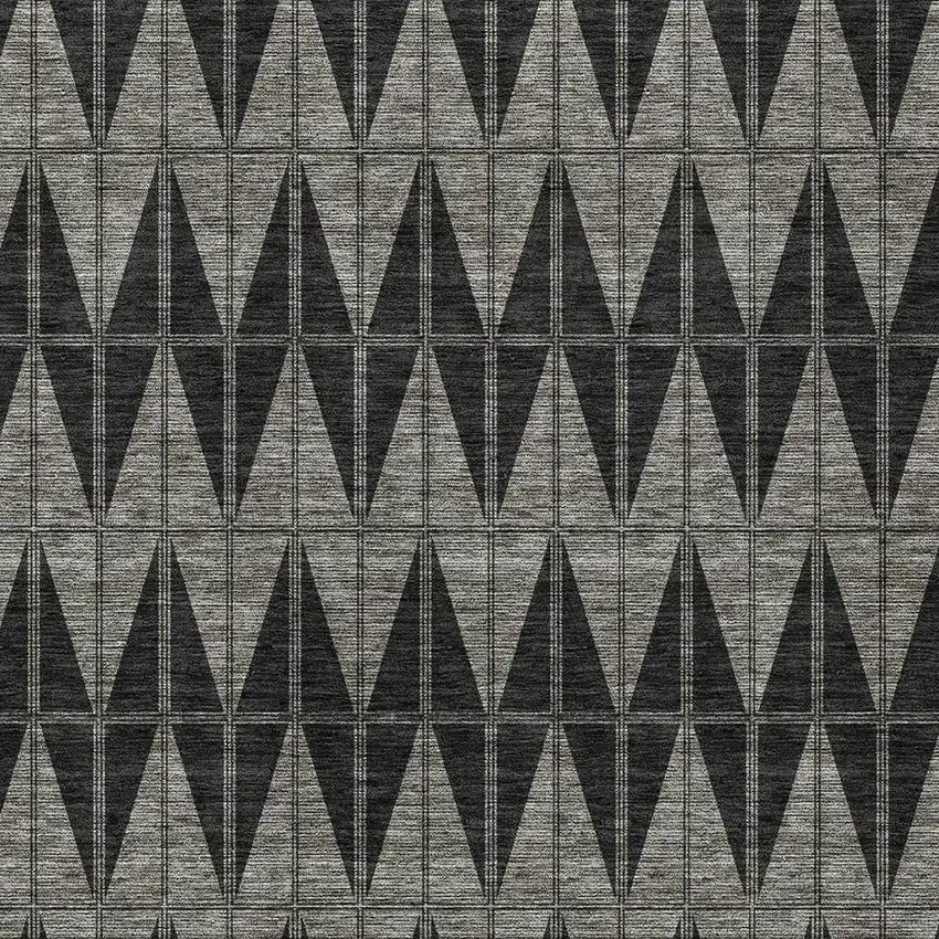 Black Brown And Gray Geometric Washable Indoor Outdoor Area Rug Photo 2