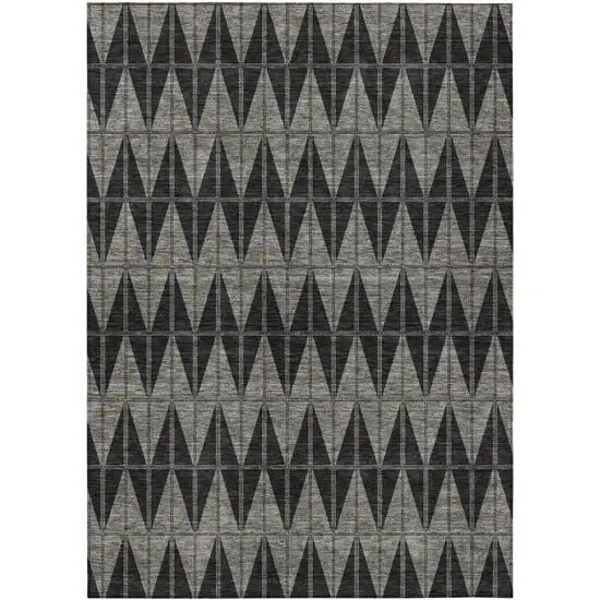 Black Brown And Gray Geometric Washable Indoor Outdoor Area Rug Photo 1
