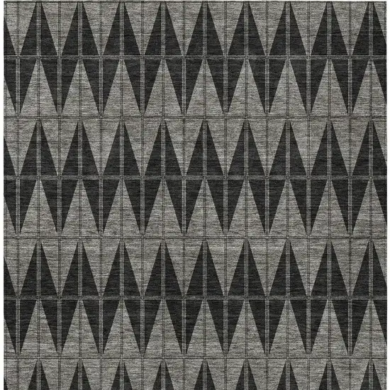 Black Brown And Gray Geometric Washable Indoor Outdoor Area Rug Photo 3