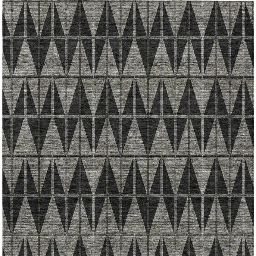 Black Brown And Gray Geometric Washable Indoor Outdoor Area Rug Photo 3