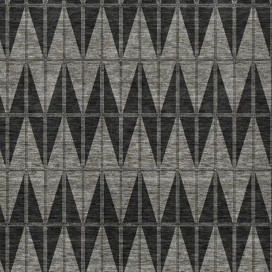 Black Brown And Gray Geometric Washable Indoor Outdoor Area Rug Photo 2