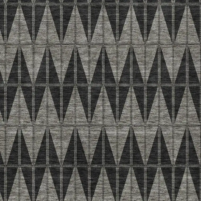 Black Brown And Gray Geometric Washable Indoor Outdoor Area Rug Photo 2
