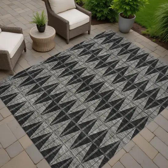Black Brown And Gray Geometric Washable Indoor Outdoor Area Rug Photo 7