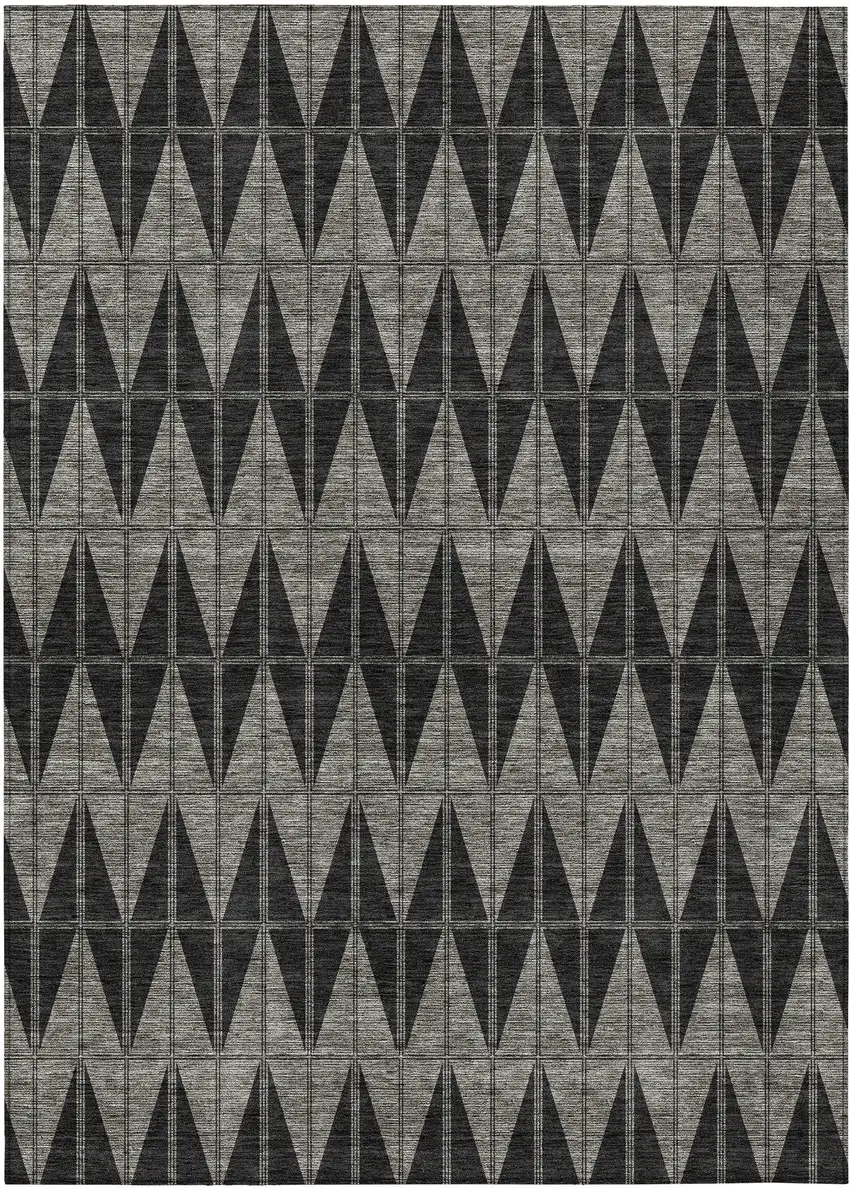 Black Brown And Gray Geometric Washable Indoor Outdoor Area Rug Photo 1