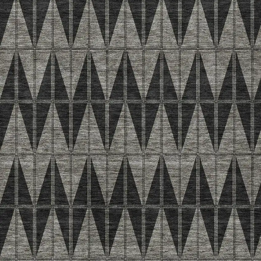 Black Brown And Gray Geometric Washable Indoor Outdoor Area Rug Photo 2