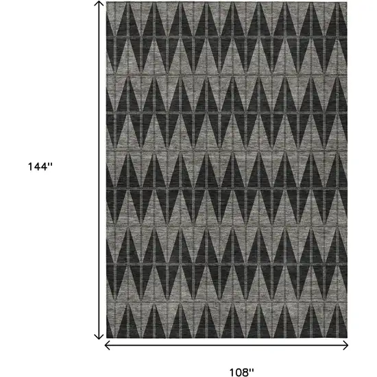 Black Brown And Gray Geometric Washable Indoor Outdoor Area Rug Photo 7