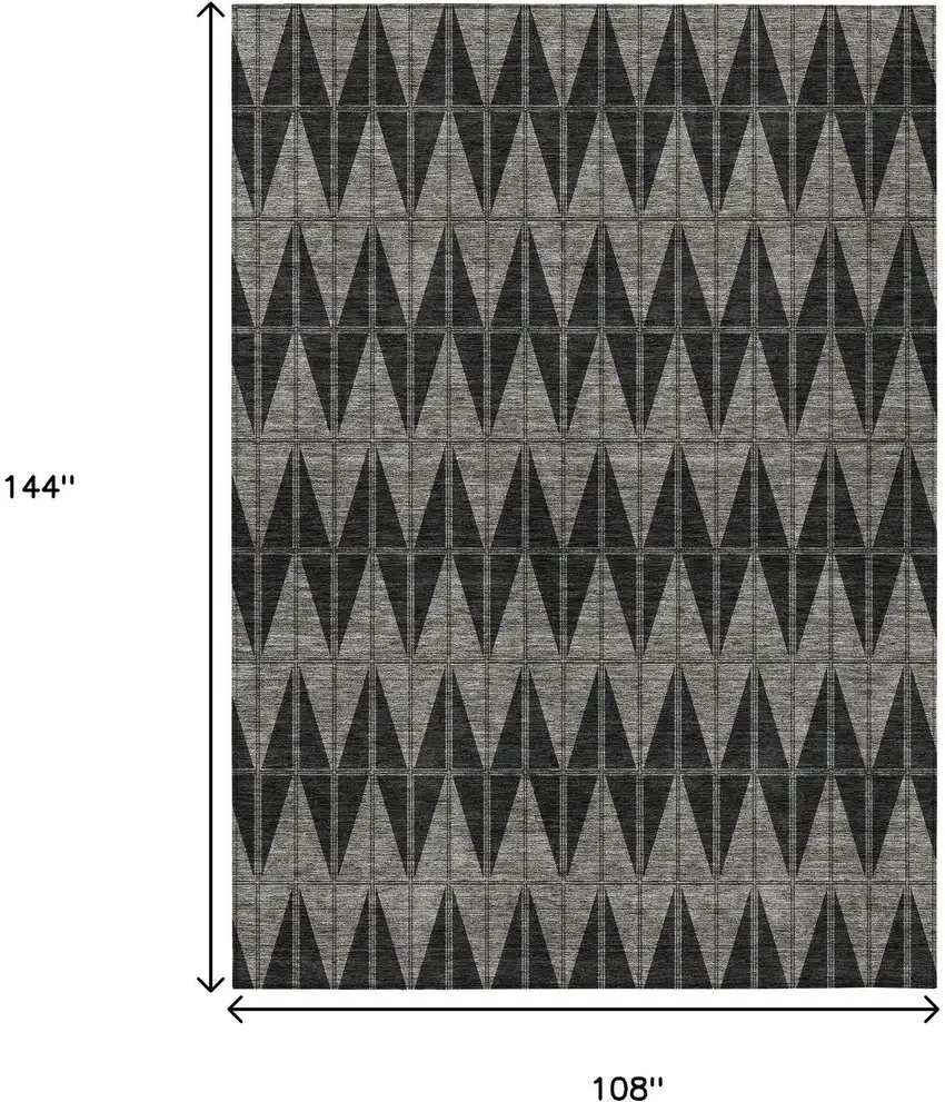 Black Brown And Gray Geometric Washable Indoor Outdoor Area Rug Photo 7