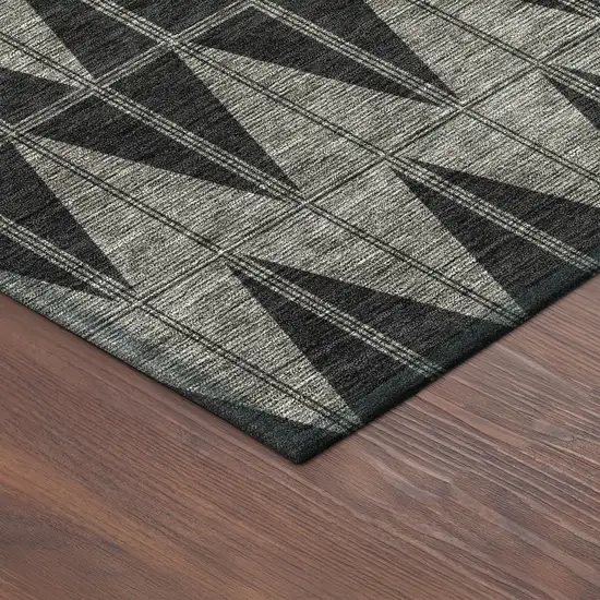 Black Brown And Gray Geometric Washable Indoor Outdoor Area Rug Photo 5